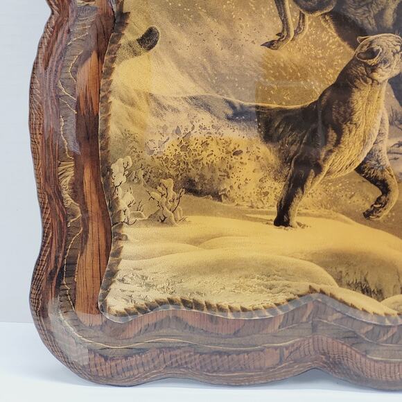 VTG 1978 Bill O'Neill Wildlife Art on Wood Dinner on the Run Whitetail & Cougar - Picture 6 of 12